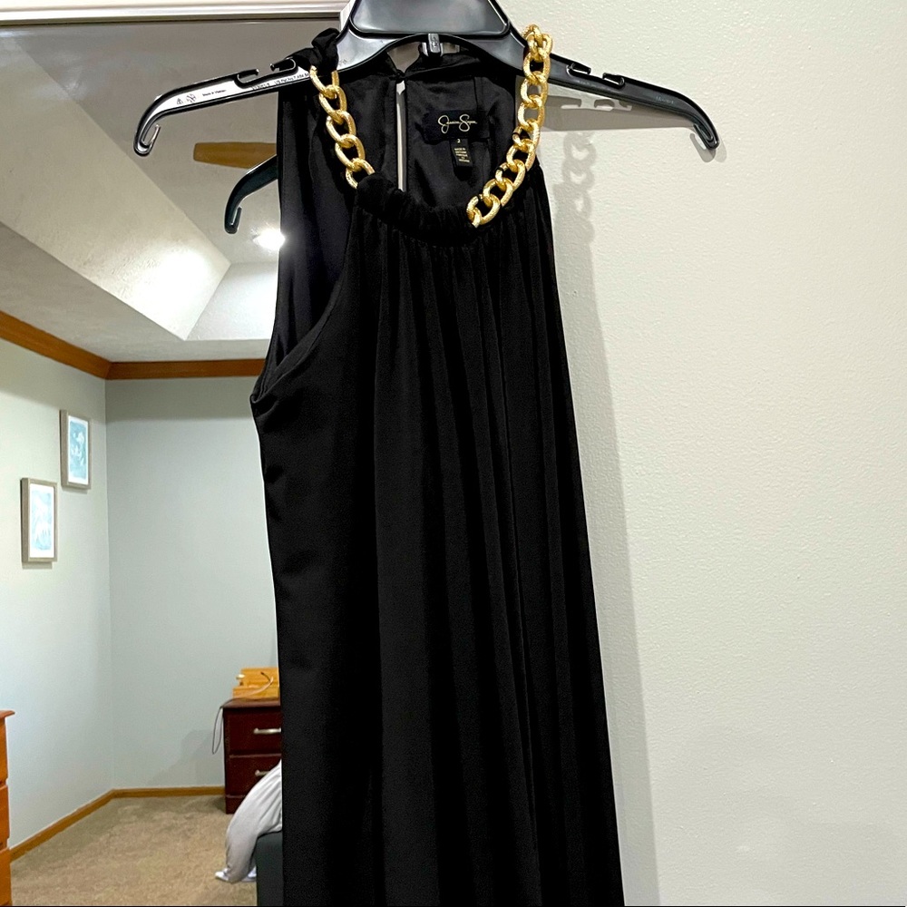 Jessica Simpson black sleeveless halter dress